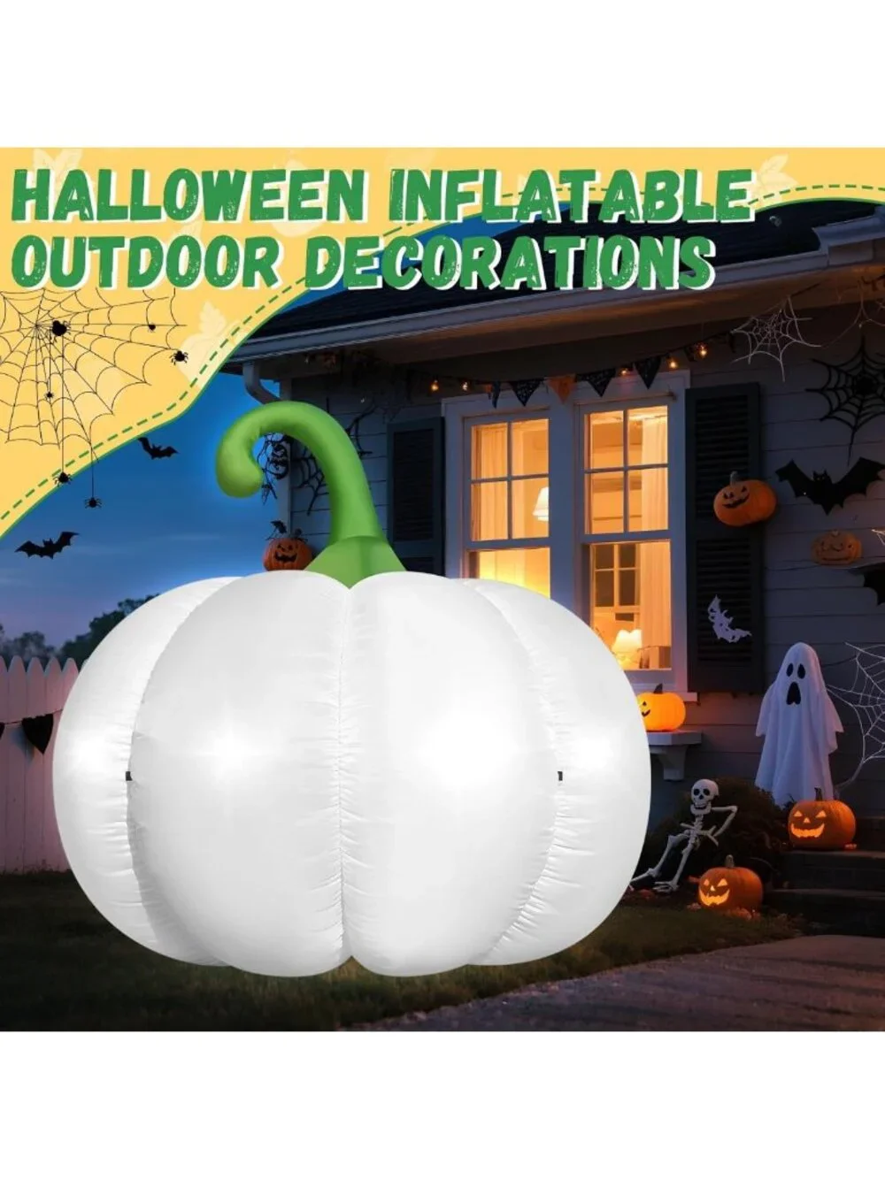 Giant 4.6FT Inflatable Pumpkin with LED Lights for Halloween & Fall Yard Decor